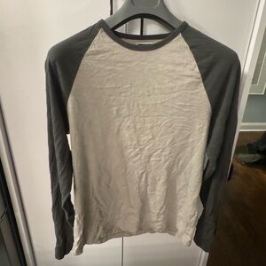 J. Crew Men's Long Sleeve Raglan Shirt - Cream and Gray